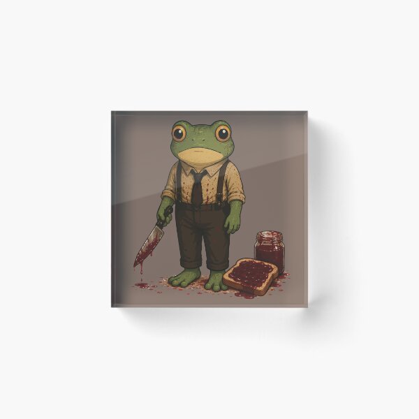 Item preview, Funny Jam Murder Sticker – Frog Strawberry Jam Horror Parody Illustration designed and sold by SimplePoDesign.