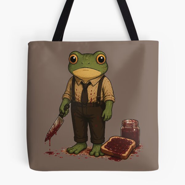 Item preview, Funny Jam Murder Sticker – Frog Strawberry Jam Horror Parody Illustration designed and sold by SimplePoDesign.