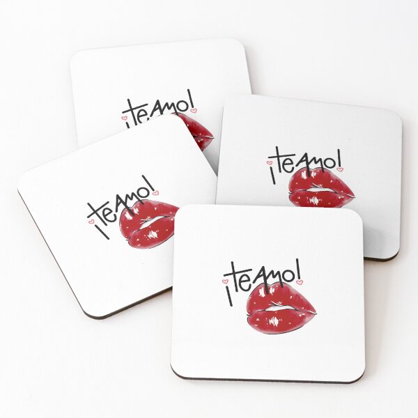 Item preview, ¡Te Amo! – Glossy Red Lips Kiss with Spanish Love Calligraphy designed and sold by Sarah'sCreativeLab.