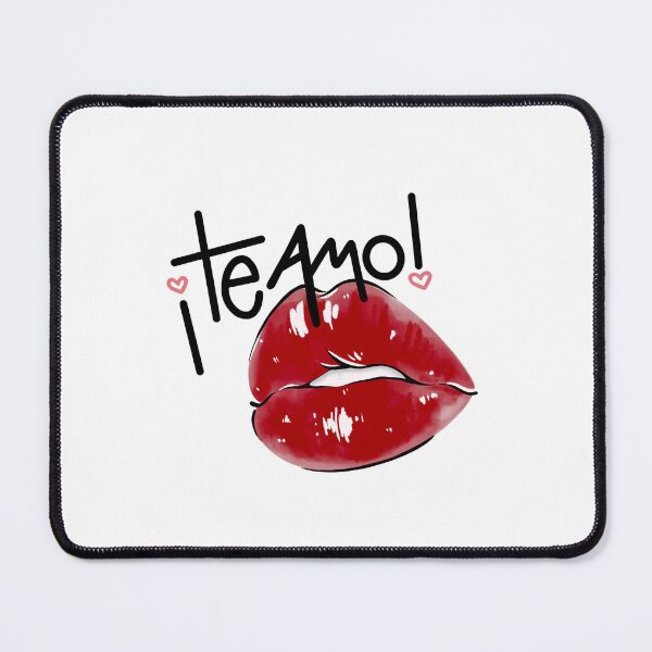 Item preview, ¡Te Amo! – Glossy Red Lips Kiss with Spanish Love Calligraphy designed and sold by Sarah'sCreativeLab.