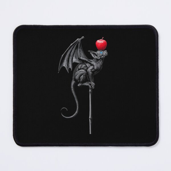 Item preview, Gothic Fantasy Vampire Bat Balancing Red Apple Gargoyle Sketch Gift designed and sold by JiscoRomanela.