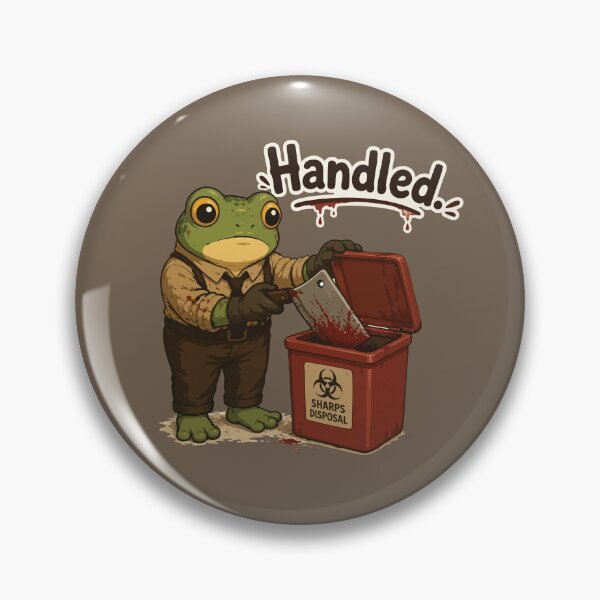 Item preview, Handled Frog Sticker – Funny Biohazard Sharps Disposal Horror Parody designed and sold by SimplePoDesign.