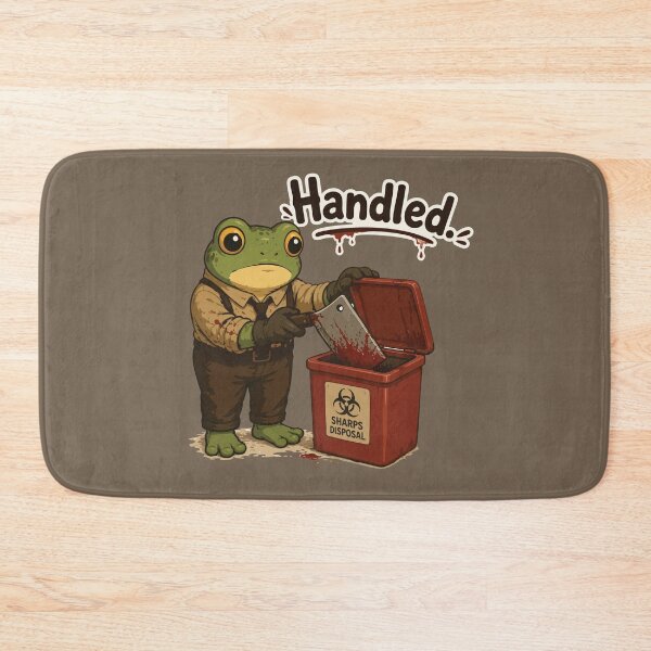 Item preview, Handled Frog Sticker – Funny Biohazard Sharps Disposal Horror Parody designed and sold by SimplePoDesign.