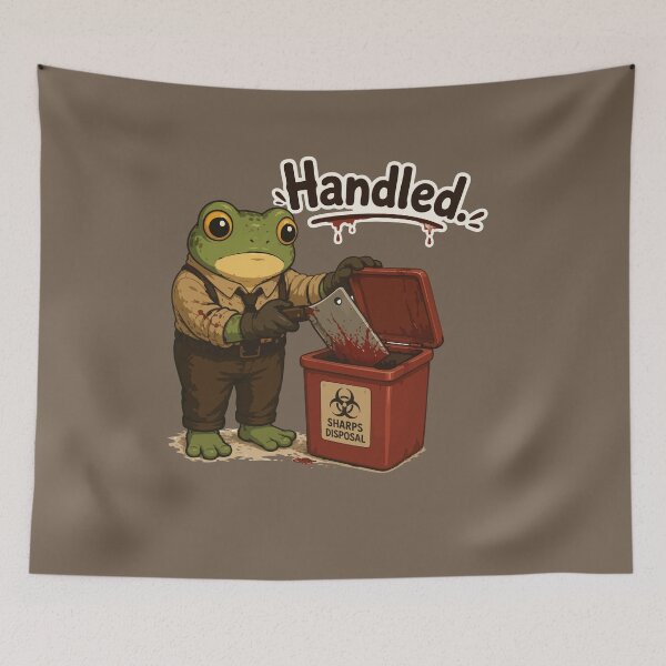 Item preview, Handled Frog Sticker – Funny Biohazard Sharps Disposal Horror Parody designed and sold by SimplePoDesign.