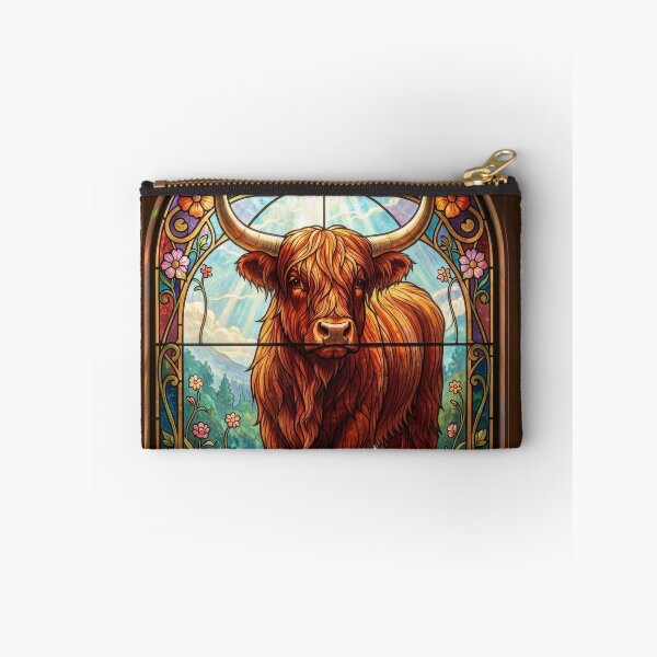 Item preview, Stained Glass Scottish Highland Cow Art Nouveau Print designed and sold by pinkal.
