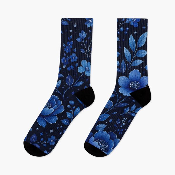 Item preview, Midnight Sapphire Floral Botanical Pattern designed and sold by HUMANITY STUDIOS.
