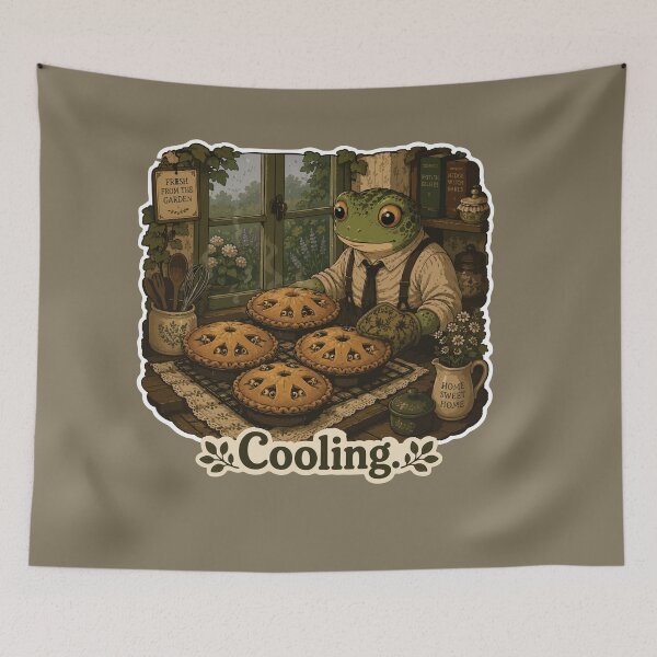 Item preview, Cooling Frog Sticker – Cozy Cottage Pie with Creepy Eyes | Dark Cottagecore Horror designed and sold by SimplePoDesign.