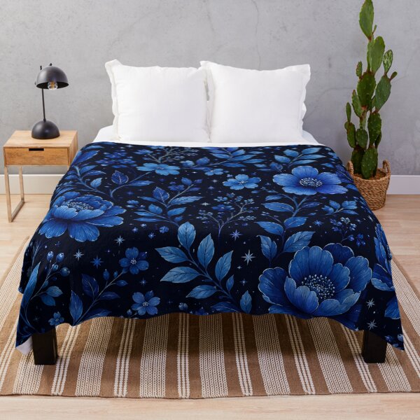 Item preview, Midnight Sapphire Floral Botanical Pattern designed and sold by HUMANITY STUDIOS.