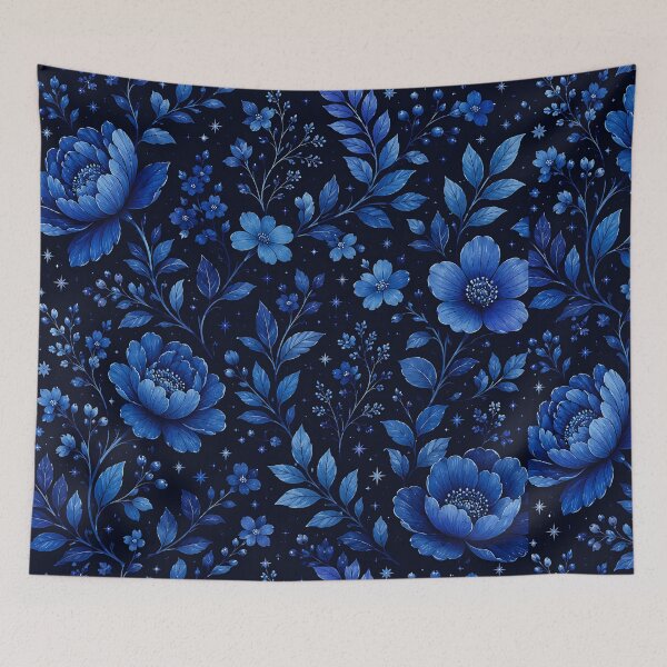 Item preview, Midnight Sapphire Floral Botanical Pattern designed and sold by HUMANITY STUDIOS.