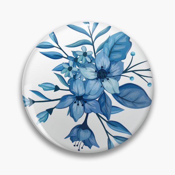 Item preview, Blue Botanical Flower Bouquet Pattern designed and sold by ​Jyoti Digital Artist.