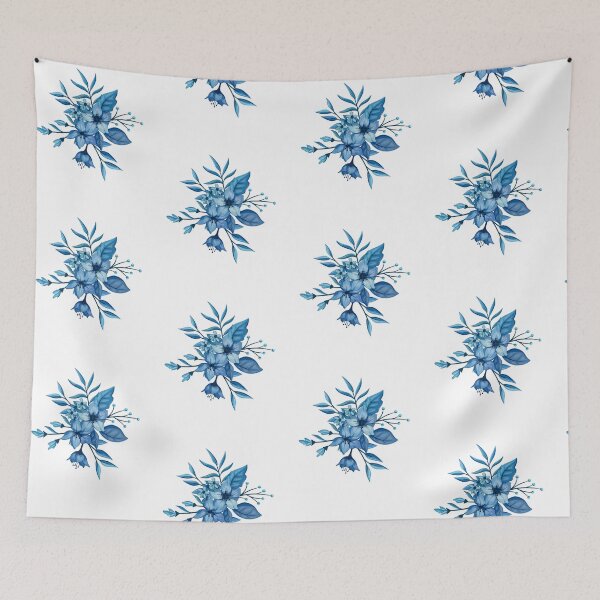 Item preview, Blue Botanical Flower Bouquet Pattern designed and sold by Jyoti-Quotes.