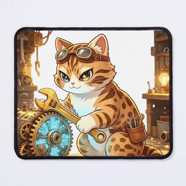 Item preview, The Tech-Master - Cute Felis Nigripes Mechanic Warrior designed and sold by ABYSSLAB.