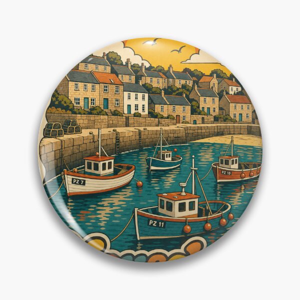 Item preview, Mousehole England Travel Souvenir - Retro Illustration designed and sold by VisualArtsOasis.