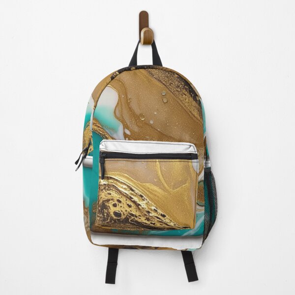 Item preview, Luxury Gold Teal Fluid Art Abstract Resin Bubbles designed and sold by Xenovita.