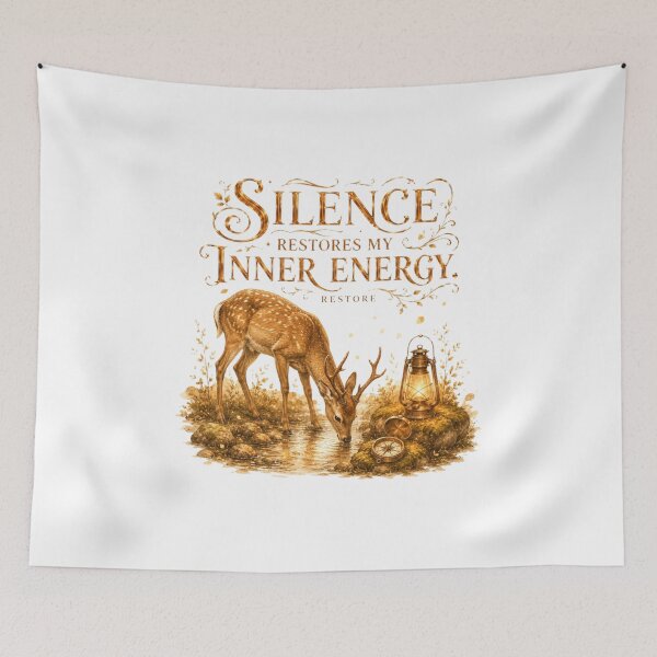 Item preview, Silence Restores My Inner Energy Vintage Deer Introvert Art designed and sold by AQUILAKREO.