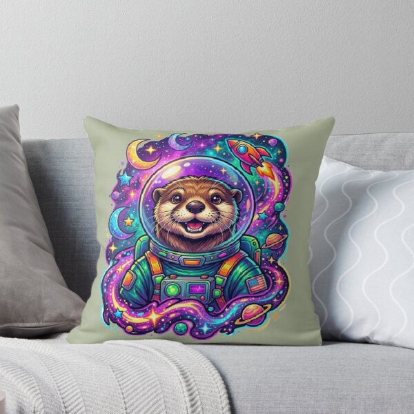 Item preview, Cute Cute Space Astronaut Otter,Vibrant Neon Galaxy Art designed and sold by XertHardcore.