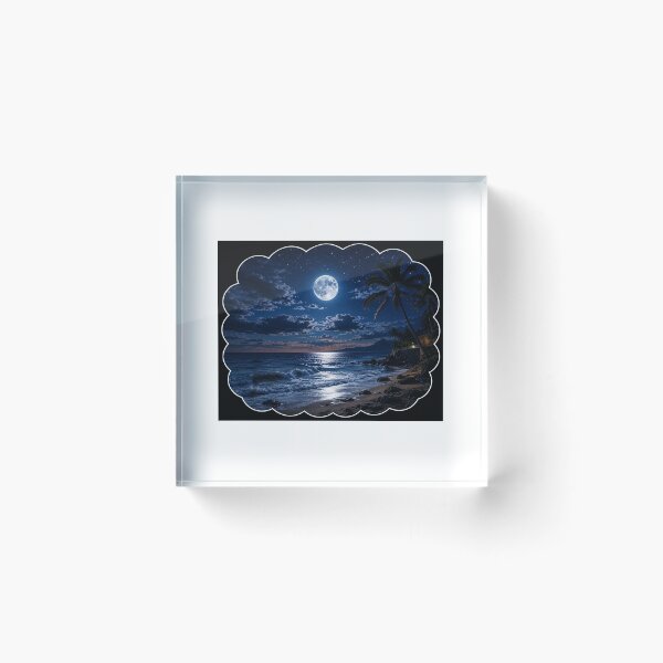 Item preview, Full Moon Tropical Beach Night Landscape designed and sold by YogiCodeLab.