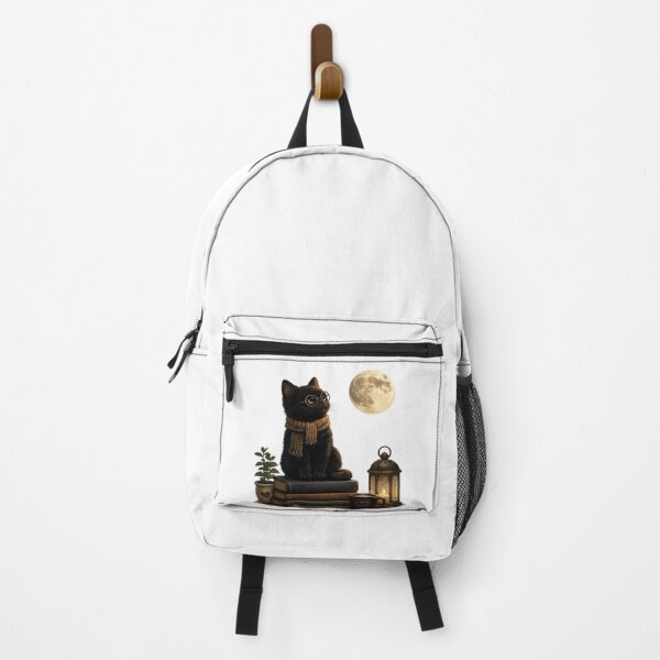 Item preview, Cute Black Cat Under the Moon with Books and Lantern designed and sold by Lumivo Studio.