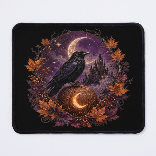 Item preview, Raven and Harvest Moon Autumn Wreath designed and sold by SasmitaStudioCo.