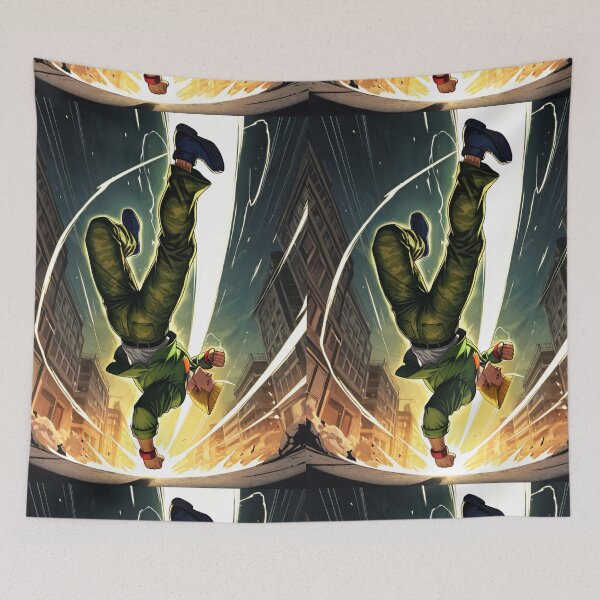 Item preview, Manga - Saiyan Character, Energetic Freefall in Urban Scenery designed and sold by Zone--Gaming.