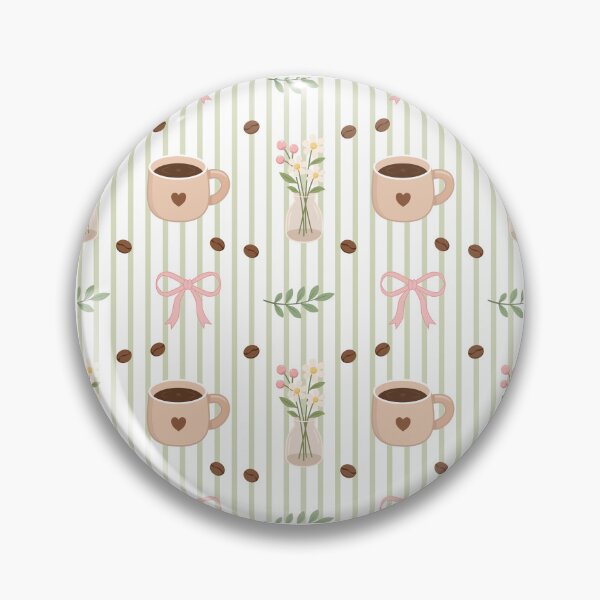 Item preview, Coffee Mug and Daisy Flower Sage Stripe Seamless Pattern designed and sold by Anne97s.