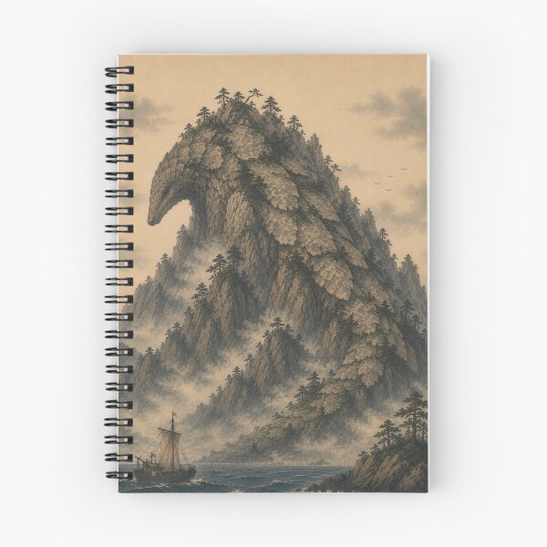 Item preview, Sleeping Pangolin Mountain | Japanese Ukiyo-e Kaiju Landscape | Vintage Woodblock Style Art designed and sold by Vandy Fullam.