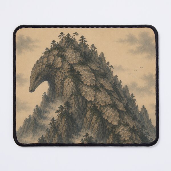 Item preview, Sleeping Pangolin Mountain | Japanese Ukiyo-e Kaiju Landscape | Vintage Woodblock Style Art designed and sold by Vandy Fullam.