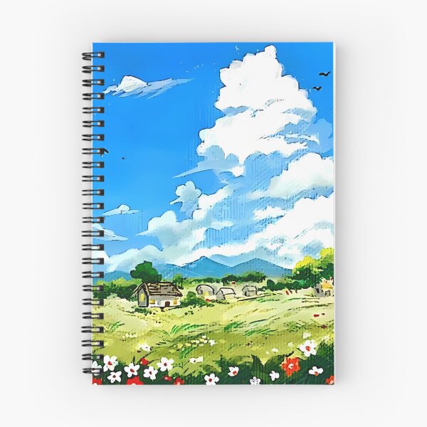 Item preview, Cottagecore Wildflower Meadow and Fluffy Clouds Painting designed and sold by Artflix07.