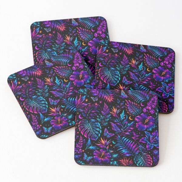 Item preview, Neon Tropical Midnight Botanical Pattern designed and sold by HUMANITY STUDIOS.