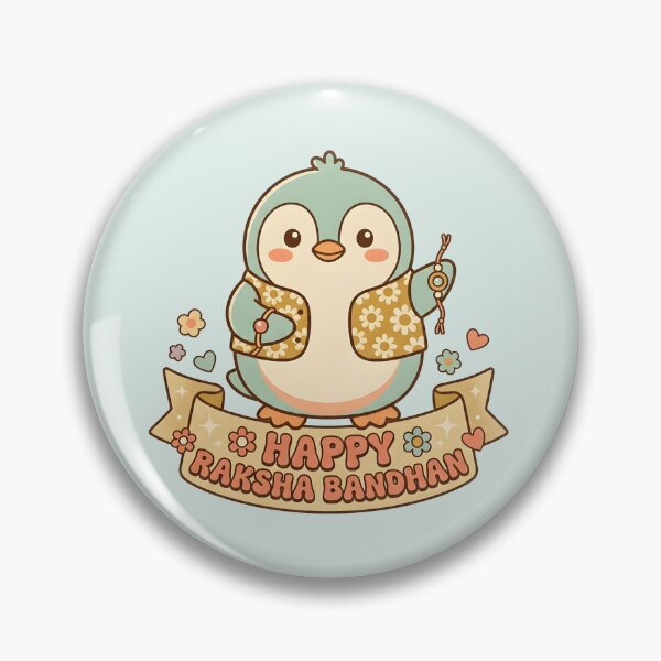 Item preview, Retro Cute Penguin Happy Raksha Bandhan designed and sold by dreephic22.