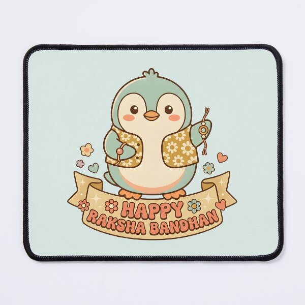 Item preview, Retro Cute Penguin Happy Raksha Bandhan designed and sold by dreephic22.