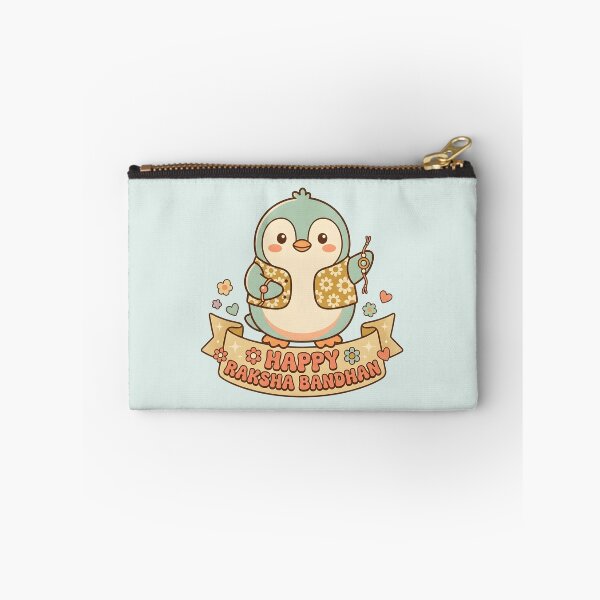 Item preview, Retro Cute Penguin Happy Raksha Bandhan designed and sold by dreephic22.