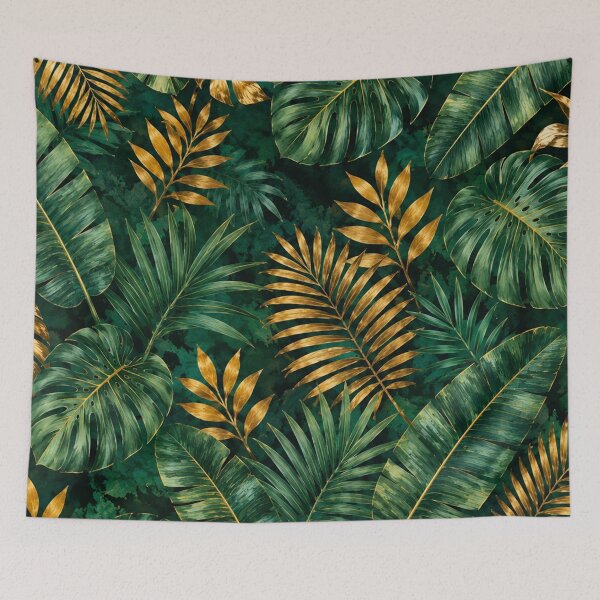 Item preview, Luxury Black & Gold Tropical Leaves Pattern Palm Monstera Banana Leaves Jungle designed and sold by SOUFIANE1991.