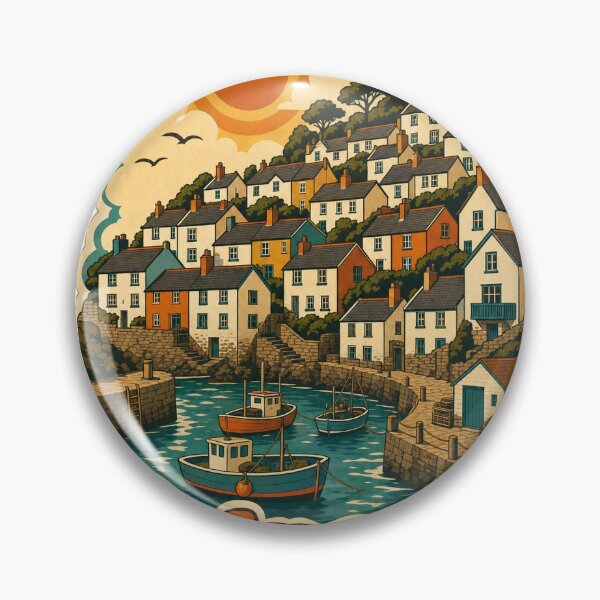 Item preview, Polperro England Travel Souvenir - Retro Illustration designed and sold by VisualArtsOasis.