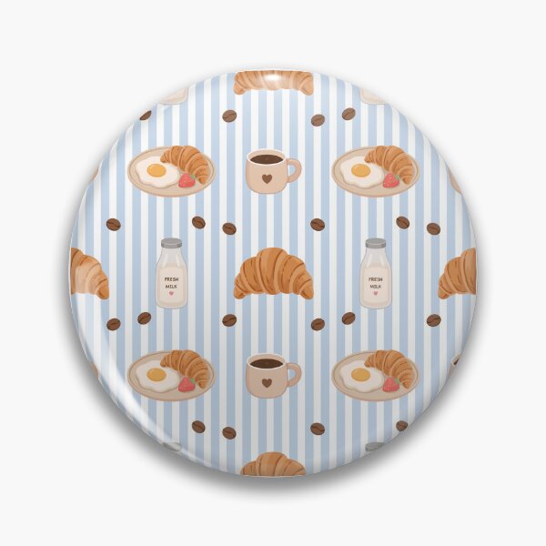 Item preview, Croissant Milk and Coffee Blue Stripe Seamless Pattern designed and sold by Anne97s.