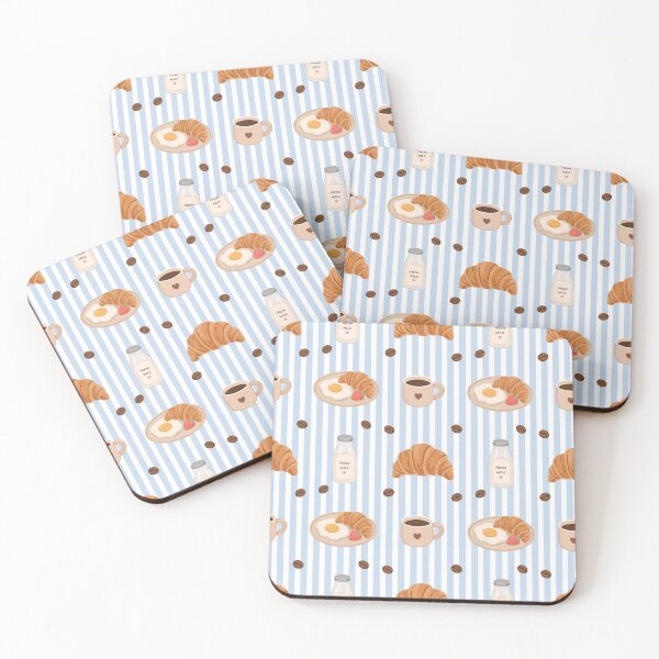 Item preview, Croissant Milk and Coffee Blue Stripe Seamless Pattern designed and sold by Anne97s.