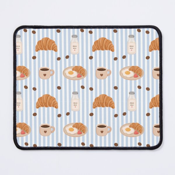 Item preview, Croissant Milk and Coffee Blue Stripe Seamless Pattern designed and sold by Anne97s.