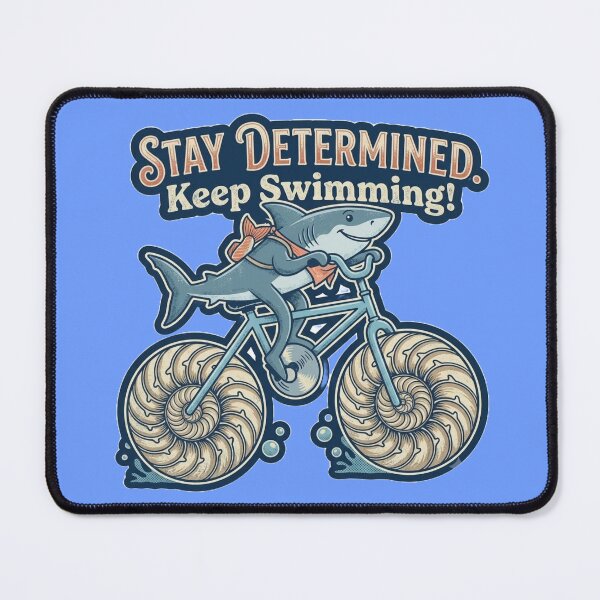 Item preview, Stay Determined Keep Swimming Retro Shark on Bicycle designed and sold by My-Hoodies.