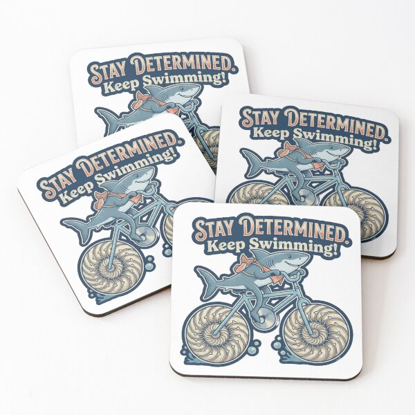 Item preview, Stay Determined Keep Swimming Retro Shark on Bicycle designed and sold by My-Hoodies.