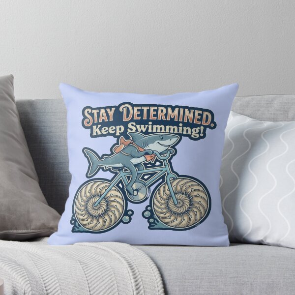 Item preview, Stay Determined Keep Swimming Retro Shark on Bicycle designed and sold by My-Hoodies.