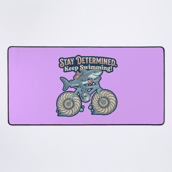 Item preview, Stay Determined Keep Swimming Retro Shark on Bicycle designed and sold by My-Hoodies.