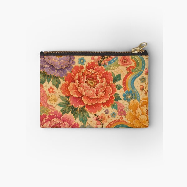Item preview, Colorful Chinese Peonies – Vintage 70s Asian Floral Pattern designed and sold by MarekoraStudio.