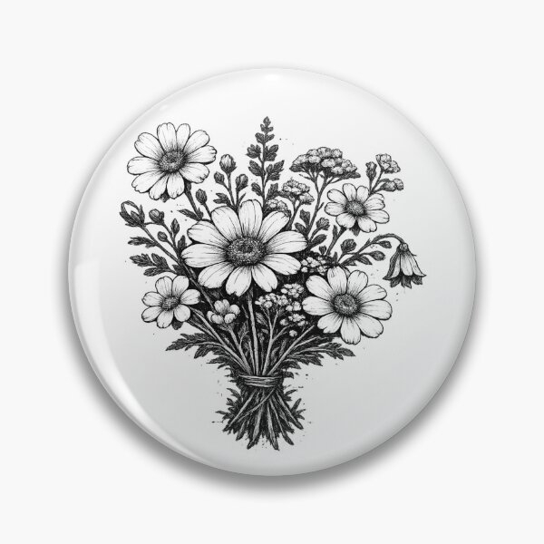Item preview, Vintage wildflowers linocut botanical floral art designed and sold by HandicraftArt.