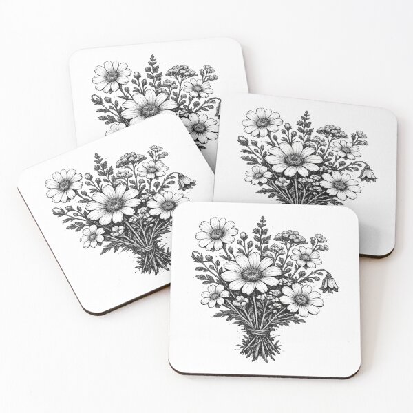 Item preview, Vintage wildflowers linocut botanical floral art designed and sold by HandicraftArt.