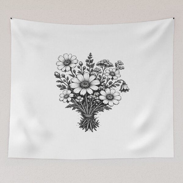 Item preview, Vintage wildflowers linocut botanical floral art designed and sold by HandicraftArt.