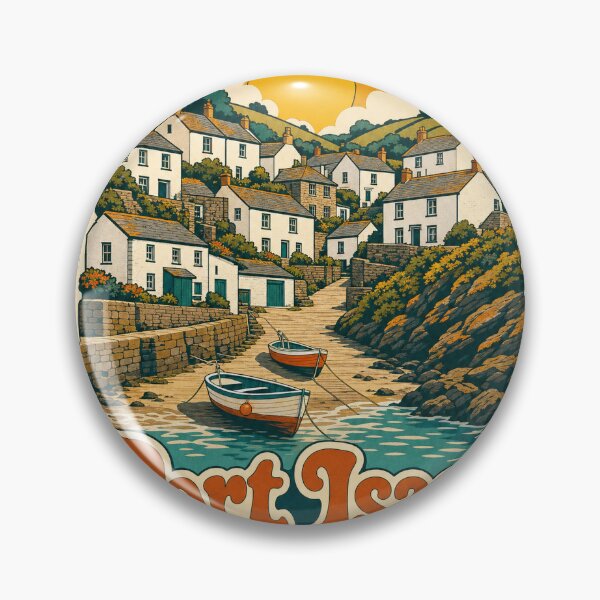 Item preview, Port Isaac England Travel Souvenir - Retro Illustration designed and sold by VisualArtsOasis.