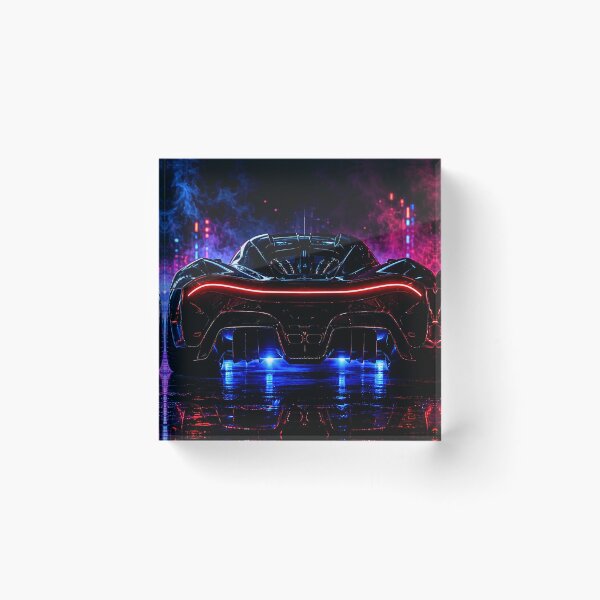 Item preview, Cyber Neon Hypercar Rear View designed and sold by Gold&pixels.