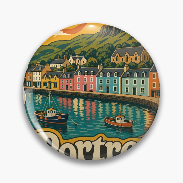 Item preview, Portree Scotland Travel Souvenir - Retro Illustration designed and sold by VisualArtsOasis.