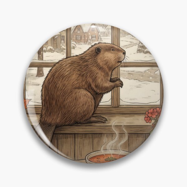Item preview, Beaver by a Snowy Window and Cozy Lunch designed and sold by CoffeeinBloom.
