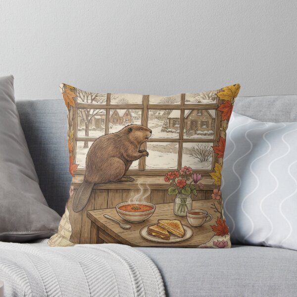 Item preview, Beaver by a Snowy Window and Cozy Lunch designed and sold by CoffeeinBloom.